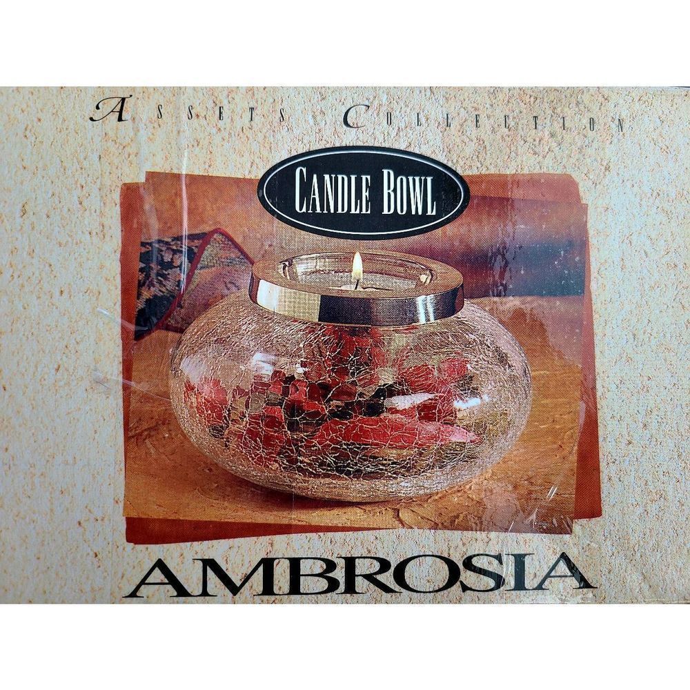 Ambrosia Brass and Crackled Glass Potpourri Candle Bowl